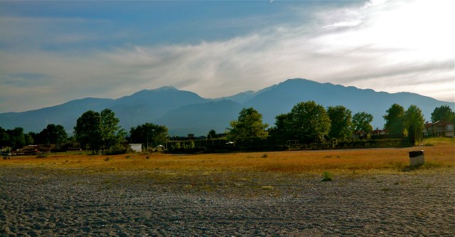 Looking at Mt Olympus from the beach