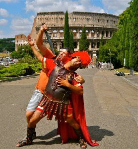 Coliseum and a lone Roman